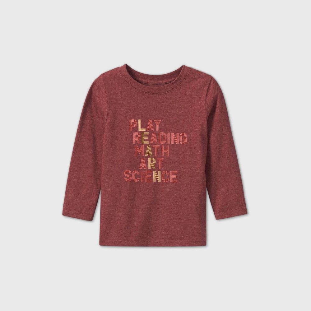 Toddler Boys' Long Sleeve Learn Graphic T-Shirt - Cat & Jack Maroon 5T, Red | Target