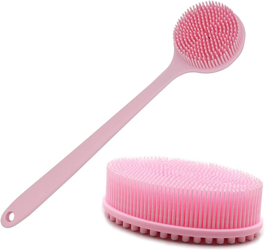 Exfoliating Silicone Body Scrubber, Long Handle Back Brush for Shower Bath Body Brush 2 Pack | Amazon (US)