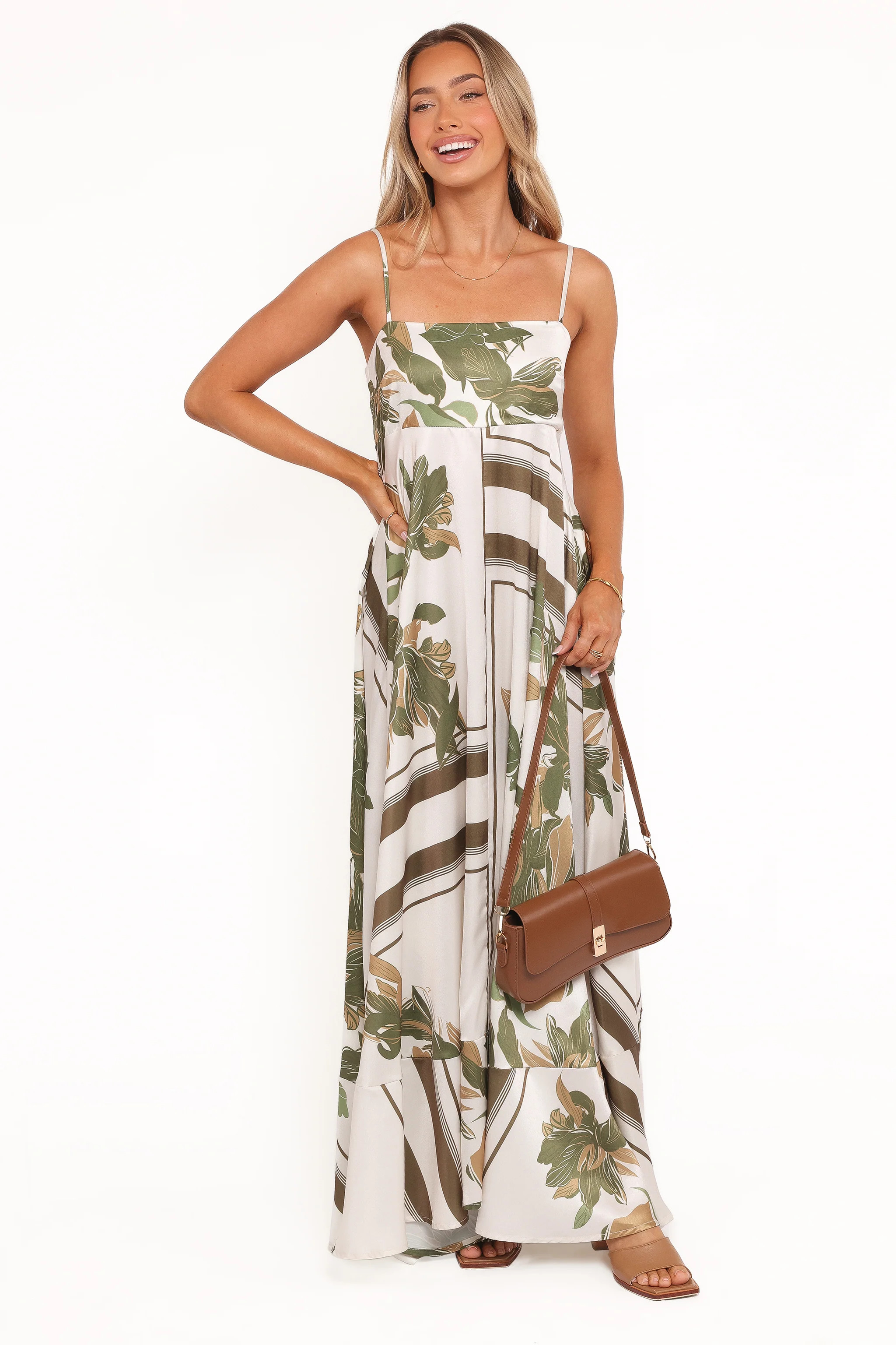 Elanor Maxi Dress - Olive Print | Petal & Pup (US)