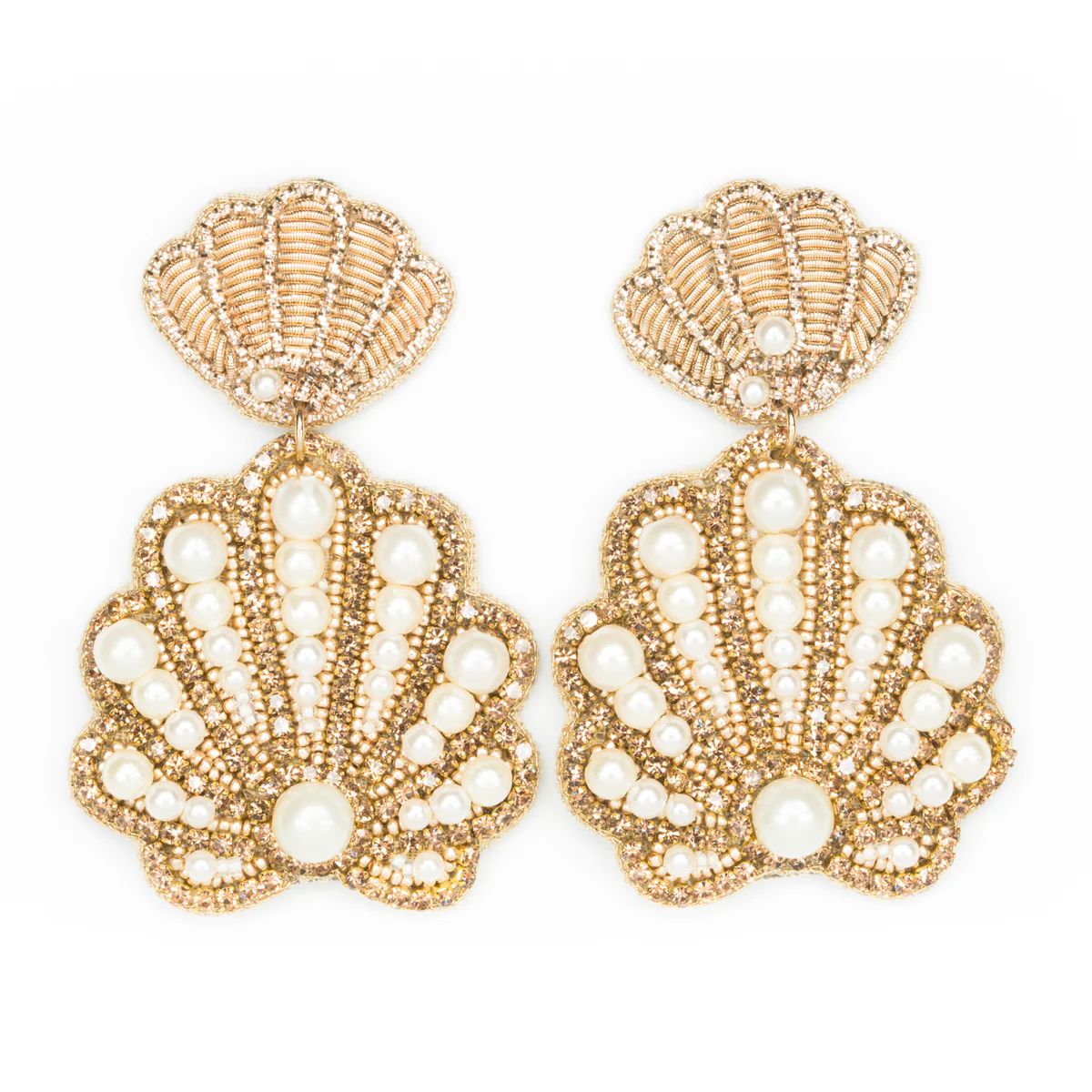 Gold and Pearl Seashell Earrings - Larger Size | Beth Ladd Collections
