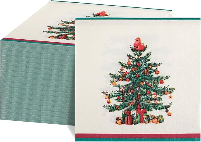 FLOWERCAT 100-Count 2-Ply Christmas Napkins & Christmas Tree Napkins - Christmas Paper Napkins Di... | Amazon (US)