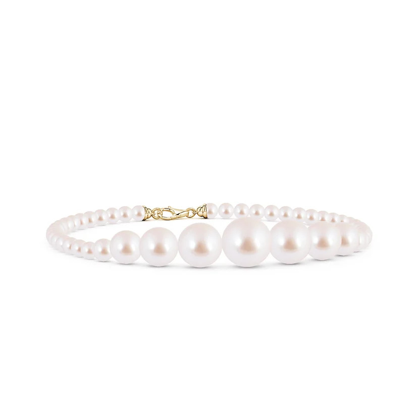 Graduated Akoya Pearl Single Strand Bead Bracelet | Angara Inc.