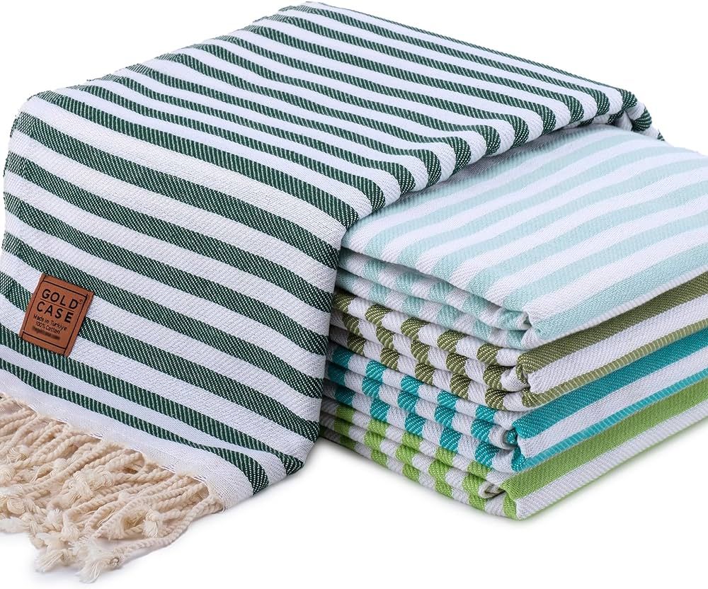 GOLD CASE HOME COLLECTION Myra Original Turkish Beach Towel Set of 5-100% Cotton Sand Free Towel ... | Amazon (US)