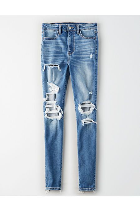 AE Ne(x)t Level Super High-Waisted Jegging Women's Cool Torn 0 Regular | American Eagle Outfitters (US & CA)