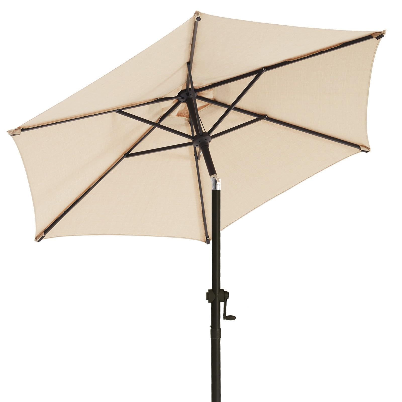 wikiwiki 7.5 FT Patio Umbrellas Outdoor Table Market Umbrella with Push Button Tilt/Crank, 6 Stur... | Amazon (US)