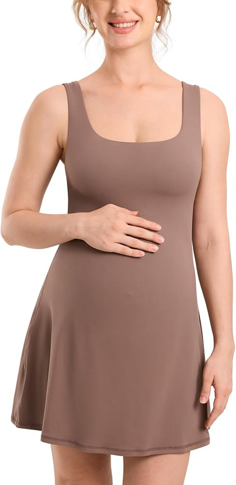 MOMANDA Active Maternity Tennis Dress Sleeveless Summer Tank Pregnancy Dress with Built-in Shorts... | Amazon (US)