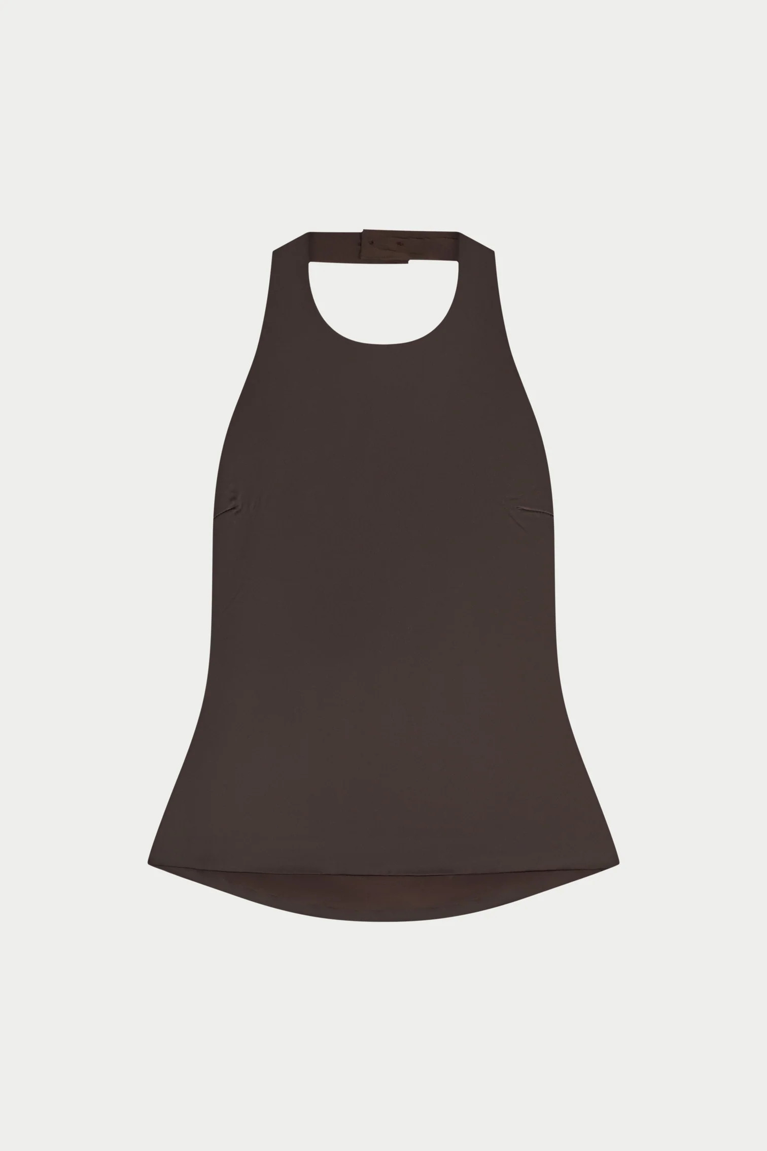 SATIN HIGH NECK TOP - CHOCOLATE | The Couture Club