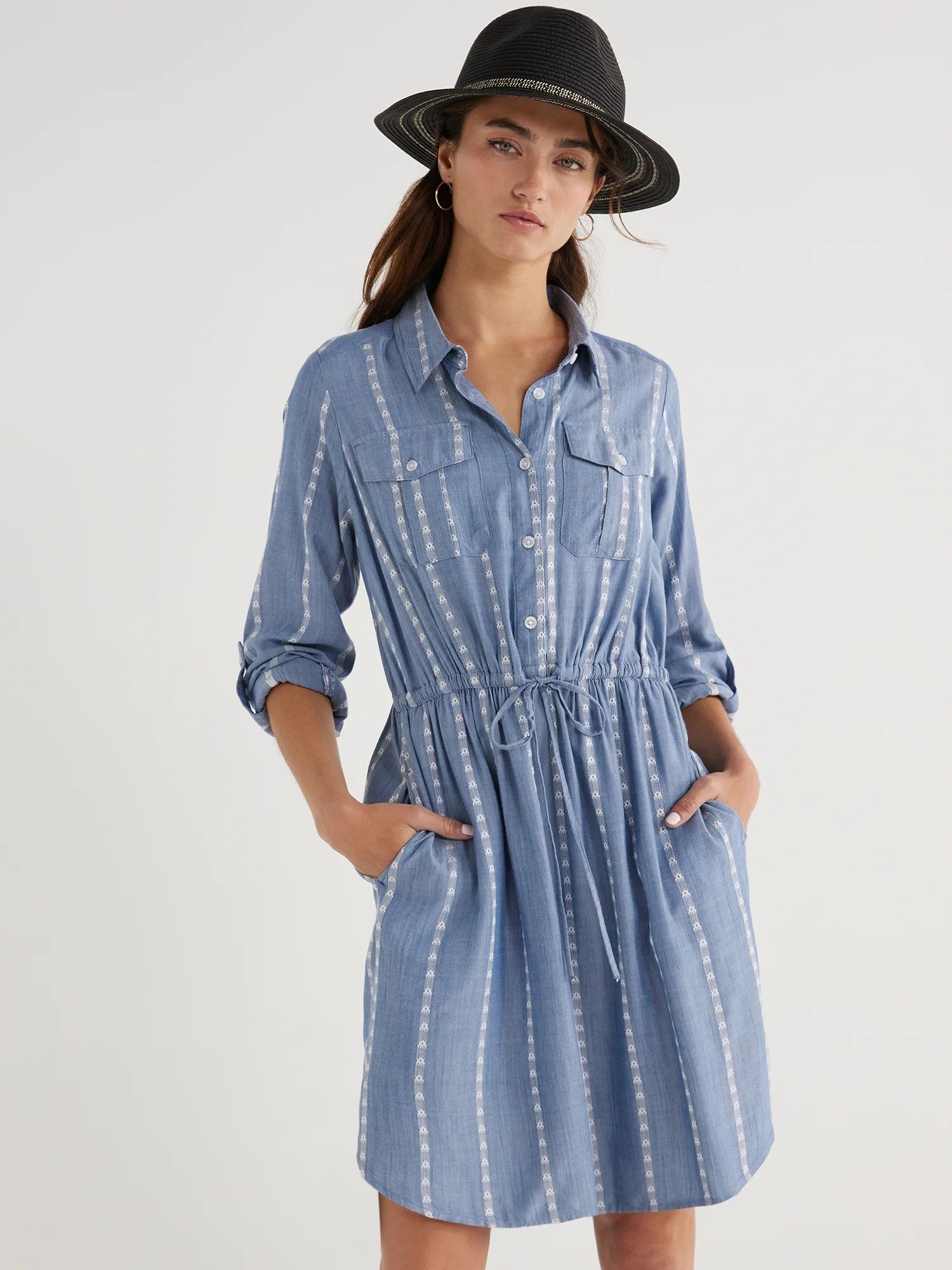 Time and Tru Women’s Utility Shirt Dress, Sizes XS-XXXL - Walmart.com | Walmart (US)