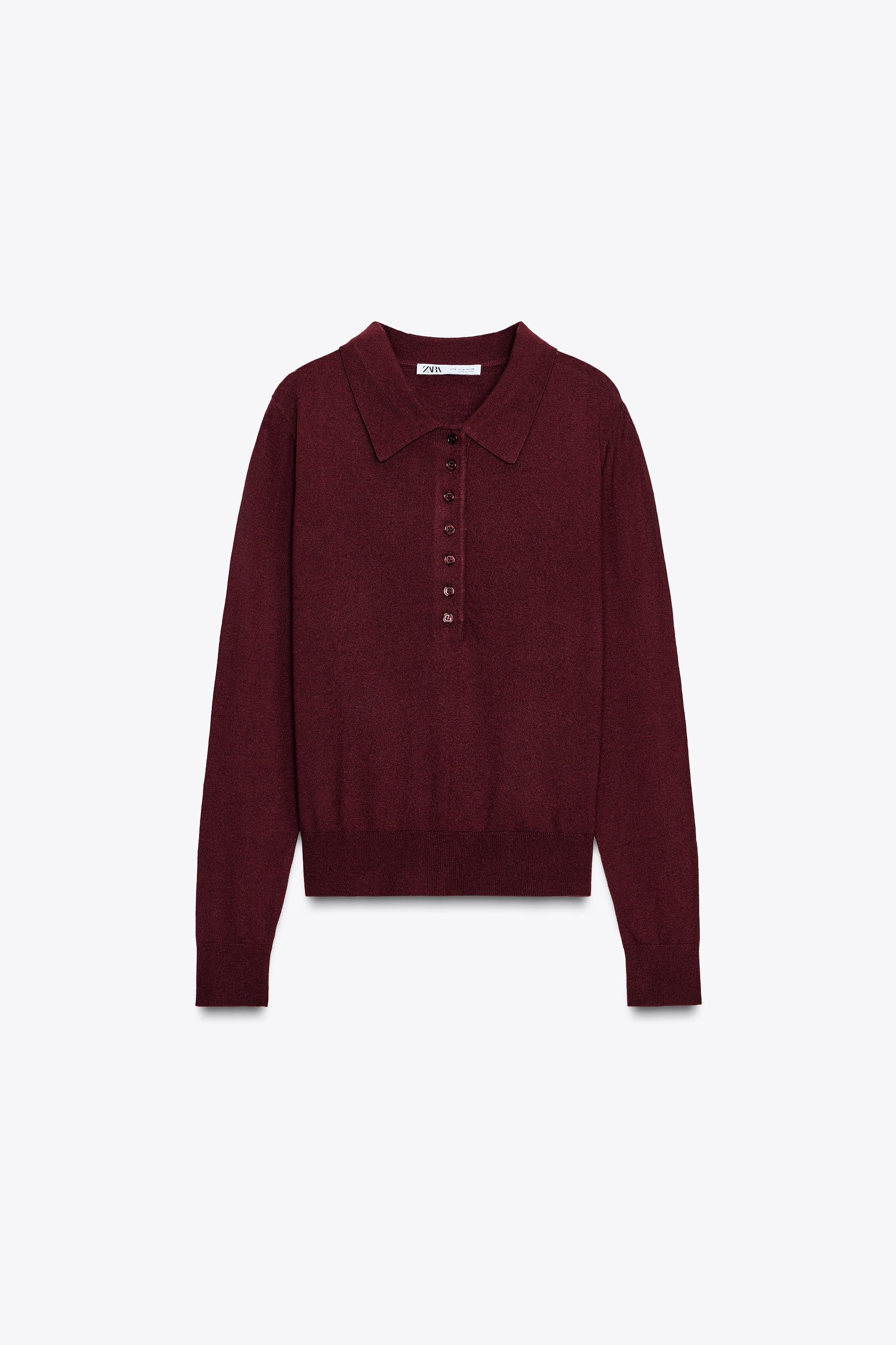 PLAIN KNIT POLO SWEATER | Zara US
