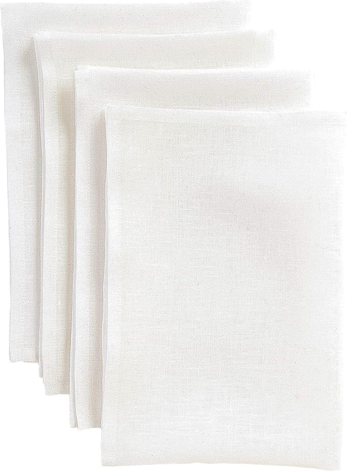 Solino Home White Linen Napkins 20 x 20 Inch – 100% Pure Linen Christmas Dinner Napkins Set of ... | Amazon (US)