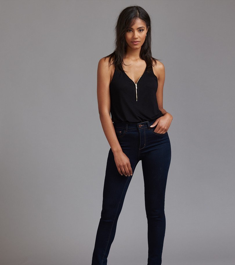 Henley Tank with Zip CROWN JEWEL;TARMAC;JET BLACK;MARSHMALLOW | Dynamite Clothing