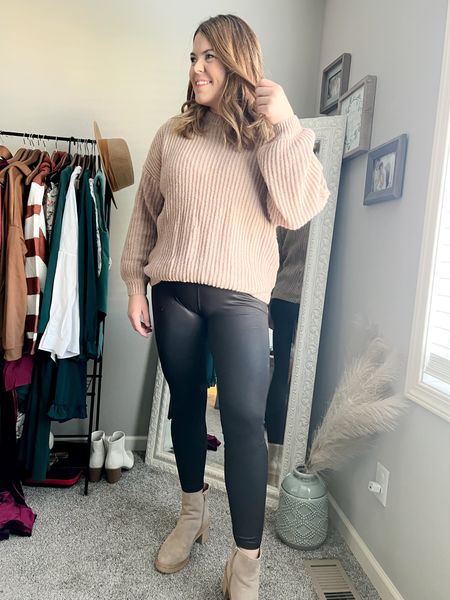Sunday ootd - sweater from amazon size large- faux leather leggings from Walmart size large under $20 - Boots Target tts 

Fall outfit - casual outfit 

#LTKSeasonal #LTKcurves #LTKstyletip