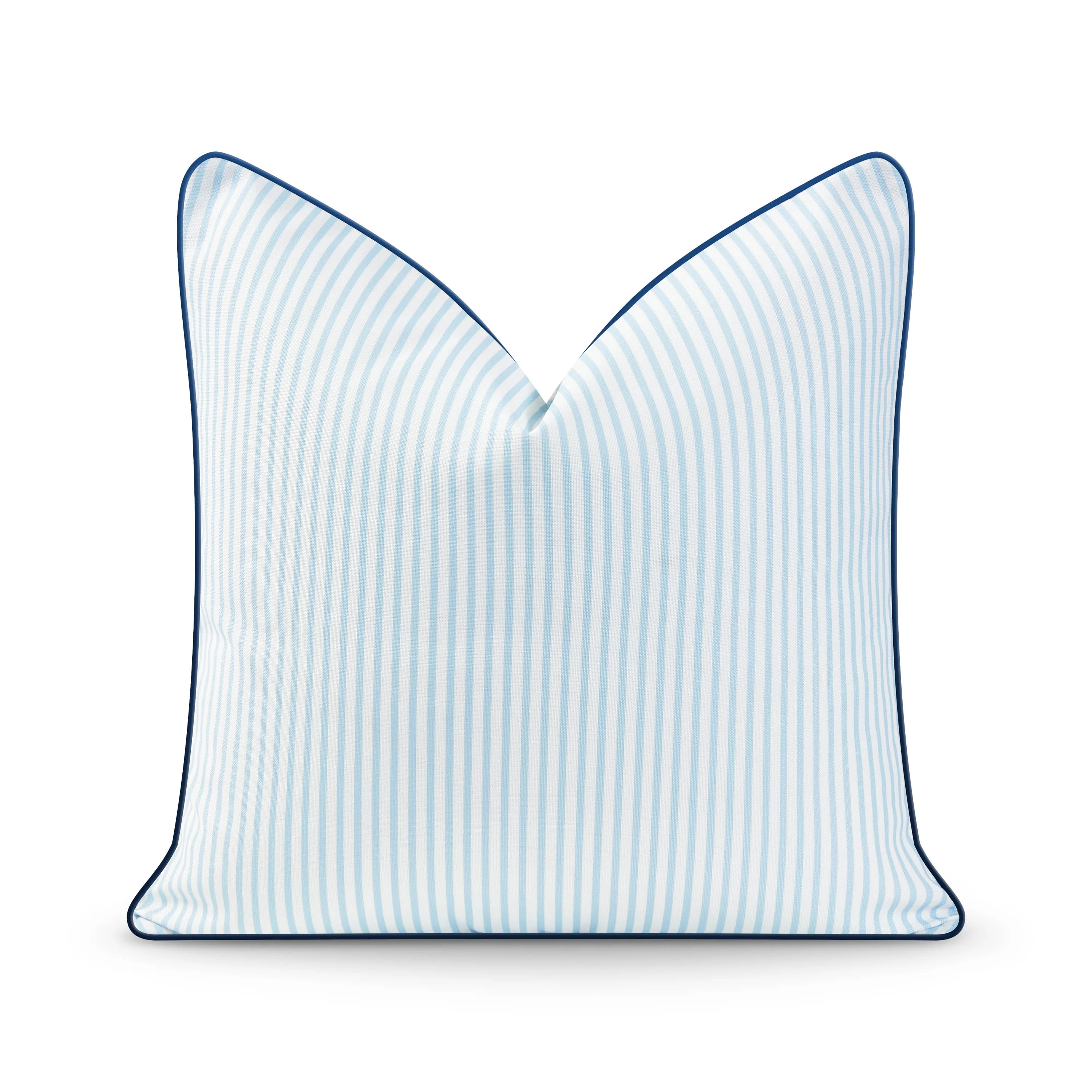 Coastal Hampton Style Indoor Outdoor Pillow Cover, Stripe, Blue, 20 | Hofdeco