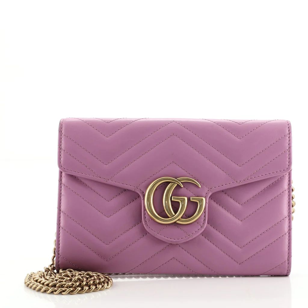 Gucci GG Marmont Chain Wallet Matelasse Leather Mini Pink 1304524 | Rebag