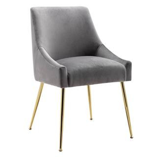 Trinity Gray Upholstered Velvet Accent Chair With Metal Legs | The Home Depot