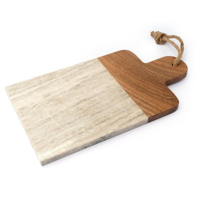 Lexi Home Marble 14 in. Rectangle Cutting Board  - Brown Wood Accents | Target