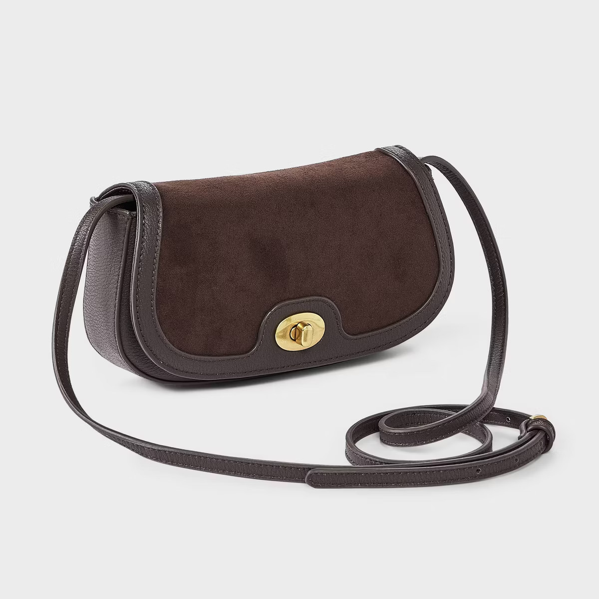 Faux Suede Turn Lock Wallet Crossbody - A New Day\u2122 Brown | Target