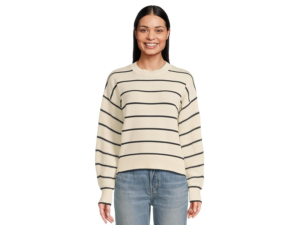 Madewell Stripe Taylor Femme Sleeve Lightweight C Women's Sweater Navy Stripe Combo : SM (Women's 2-4), Cotton | Zappos