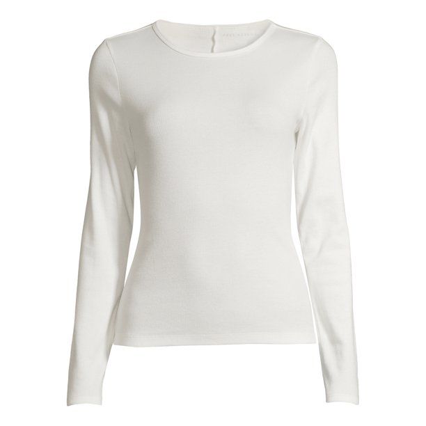 Free Assembly Women's Ribbed Crewneck Top with Long Sleeves - Walmart.com | Walmart (US)