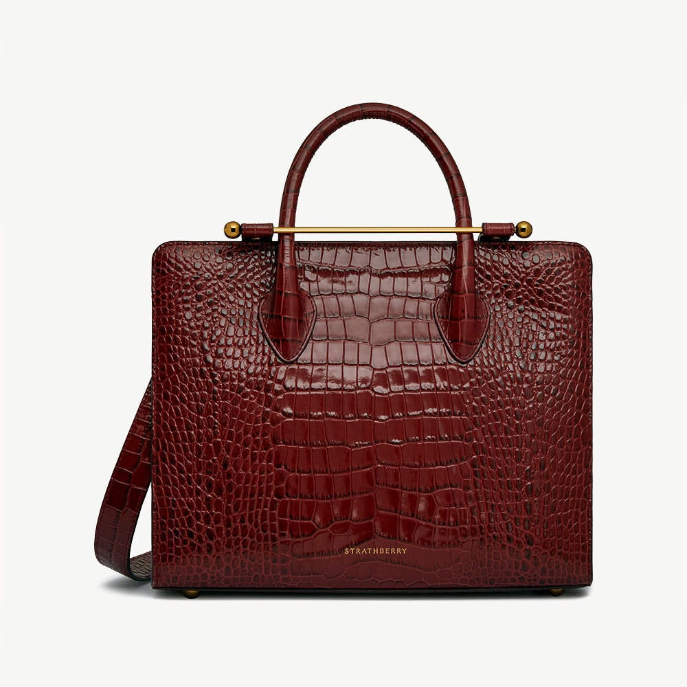 Strathberry - Midi Tote - Top Handle Leather Tote Bag - Red | Strathberry