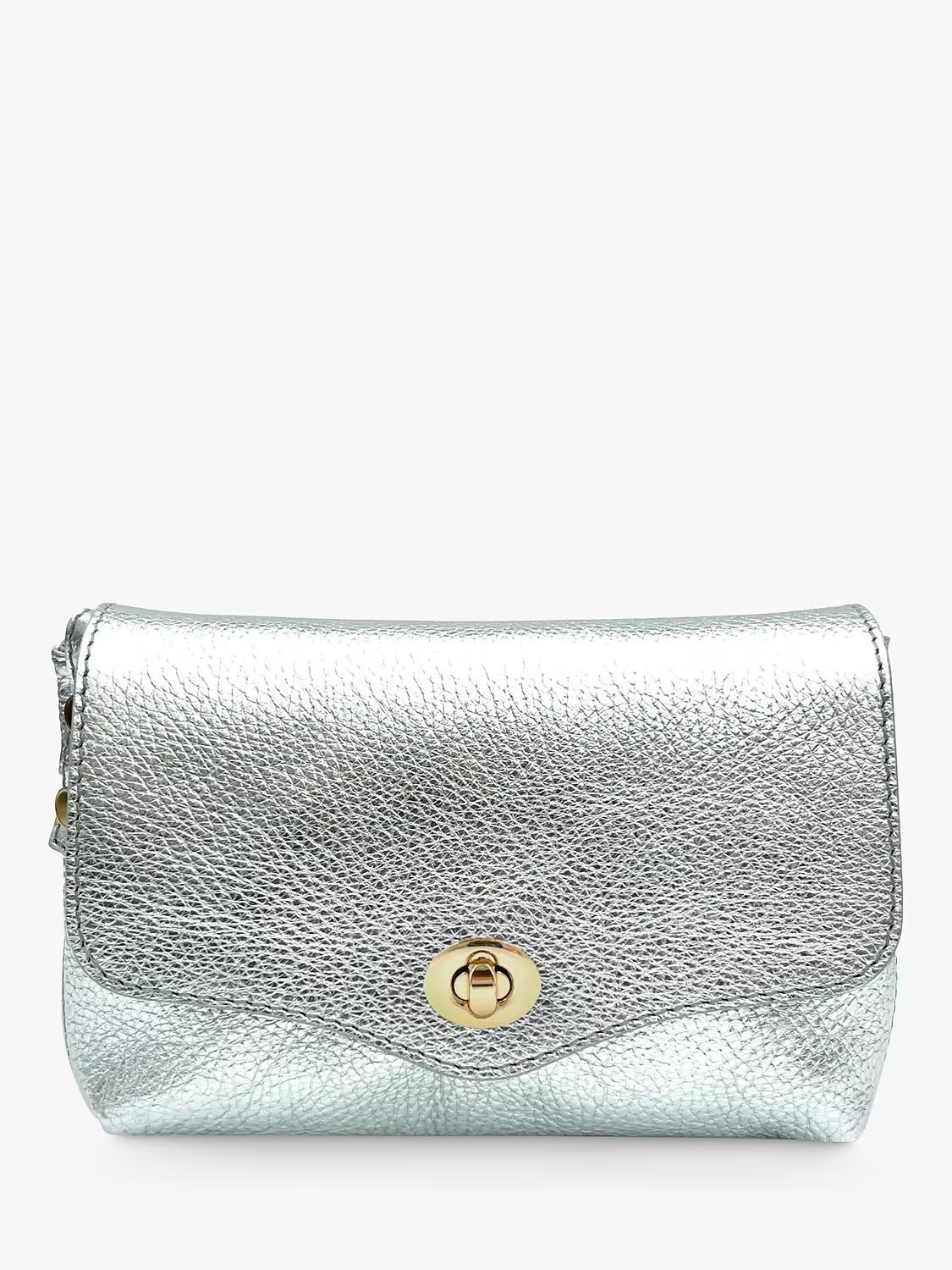 ApatchyJemima Leather Turn Lock Cross Body Bag, Silver | John Lewis (UK)