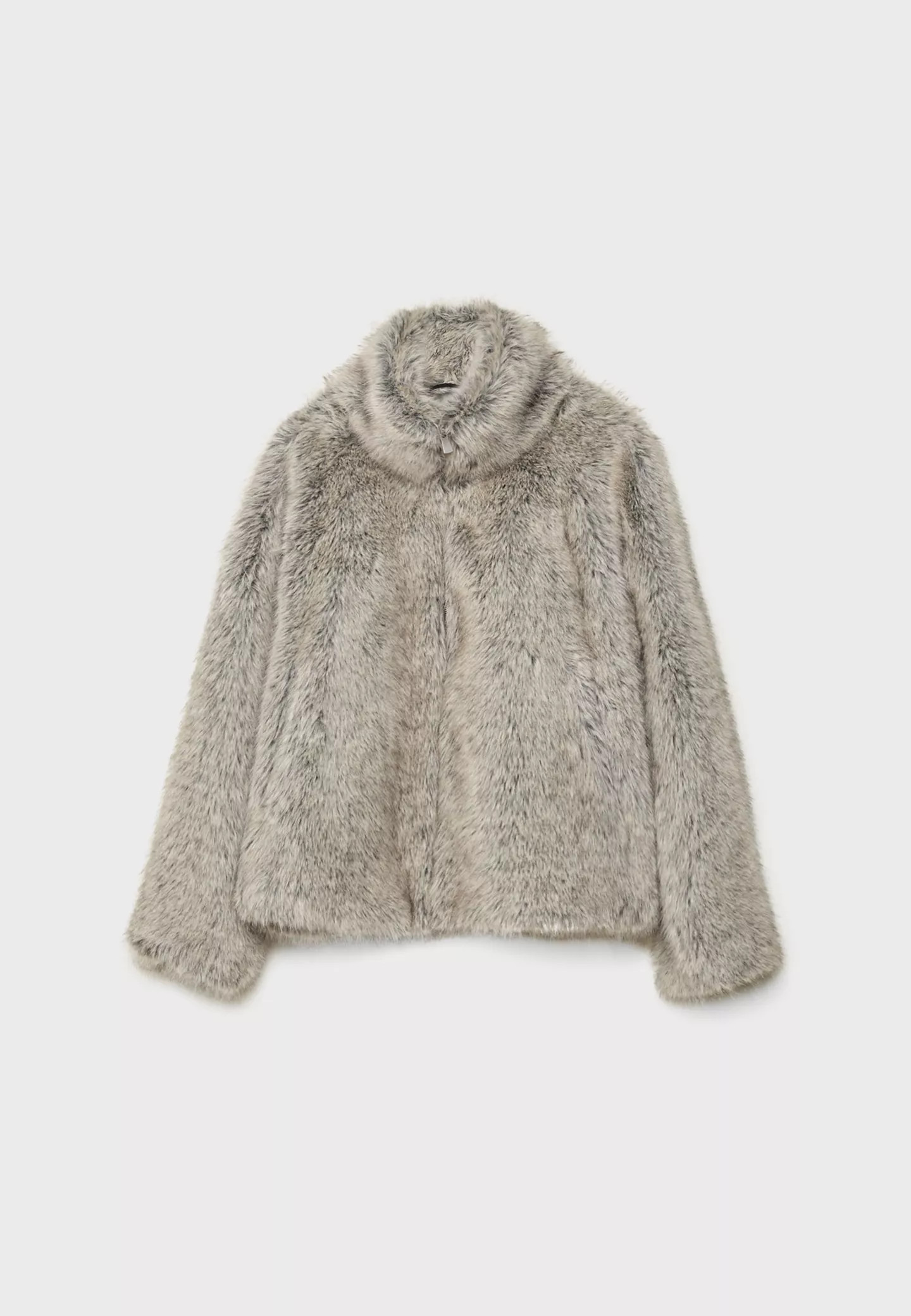 Faux fur jacket with high neck | Stradivarius (UK)