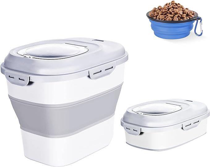 Dog Food Storage Container Pet Cereal Cat with Lids Locking Bowl Plastic Airtight Large Flour Sug... | Amazon (US)