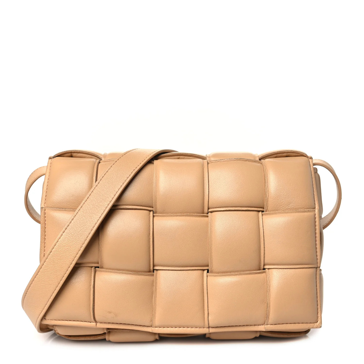 Nappa Maxi Intrecciato Padded Cassette Crossbody Bag Almond | FASHIONPHILE (US)