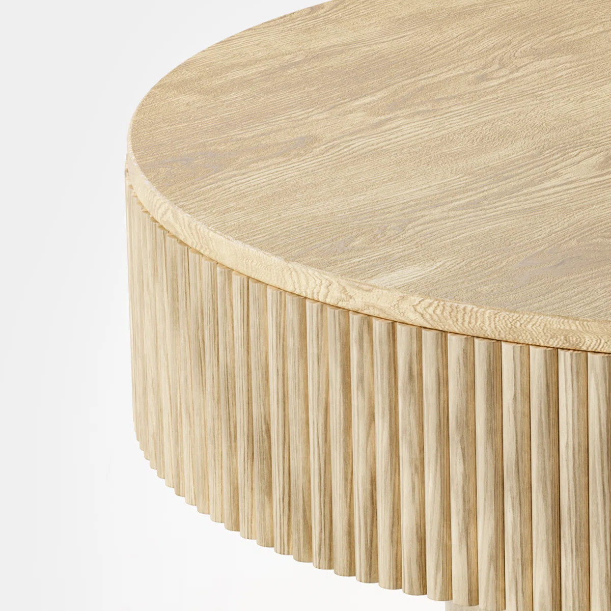 Chibuzor Pedestal Round Coffee Table, Handcrafted Solid Wood Fluted Design | Wayfair North America