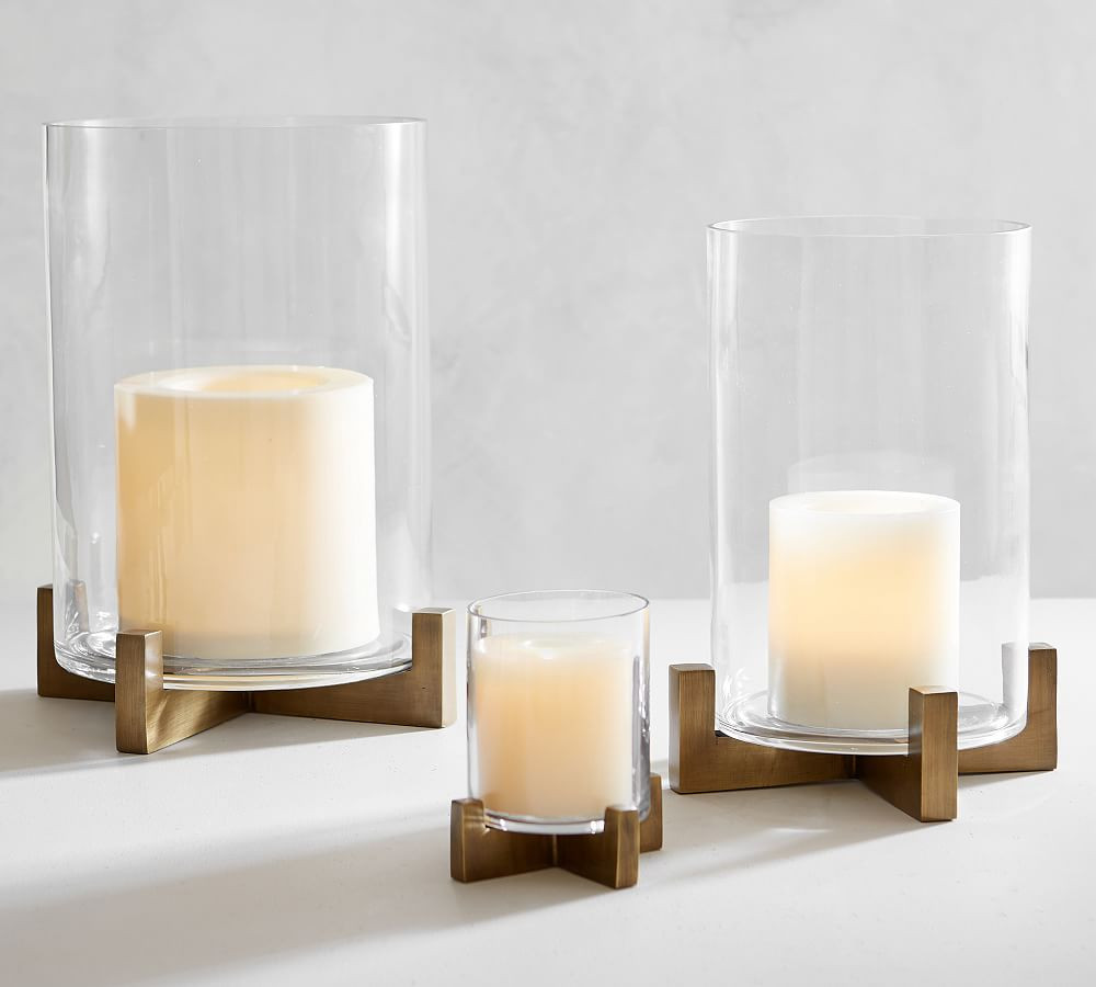 Brooks Cross Bar Hurricane Candleholder | Pottery Barn (US)