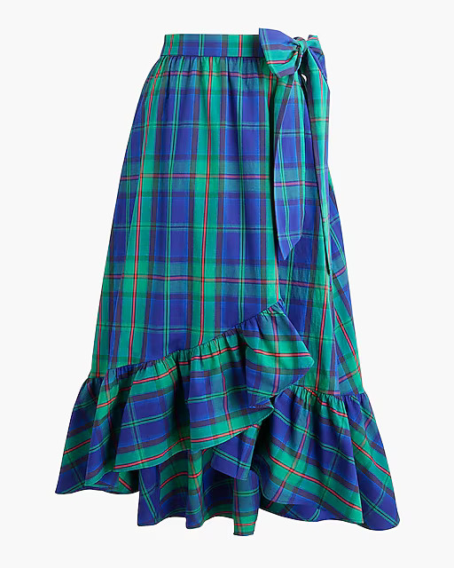 Tartan wrap midi skirt | J.Crew Factory
