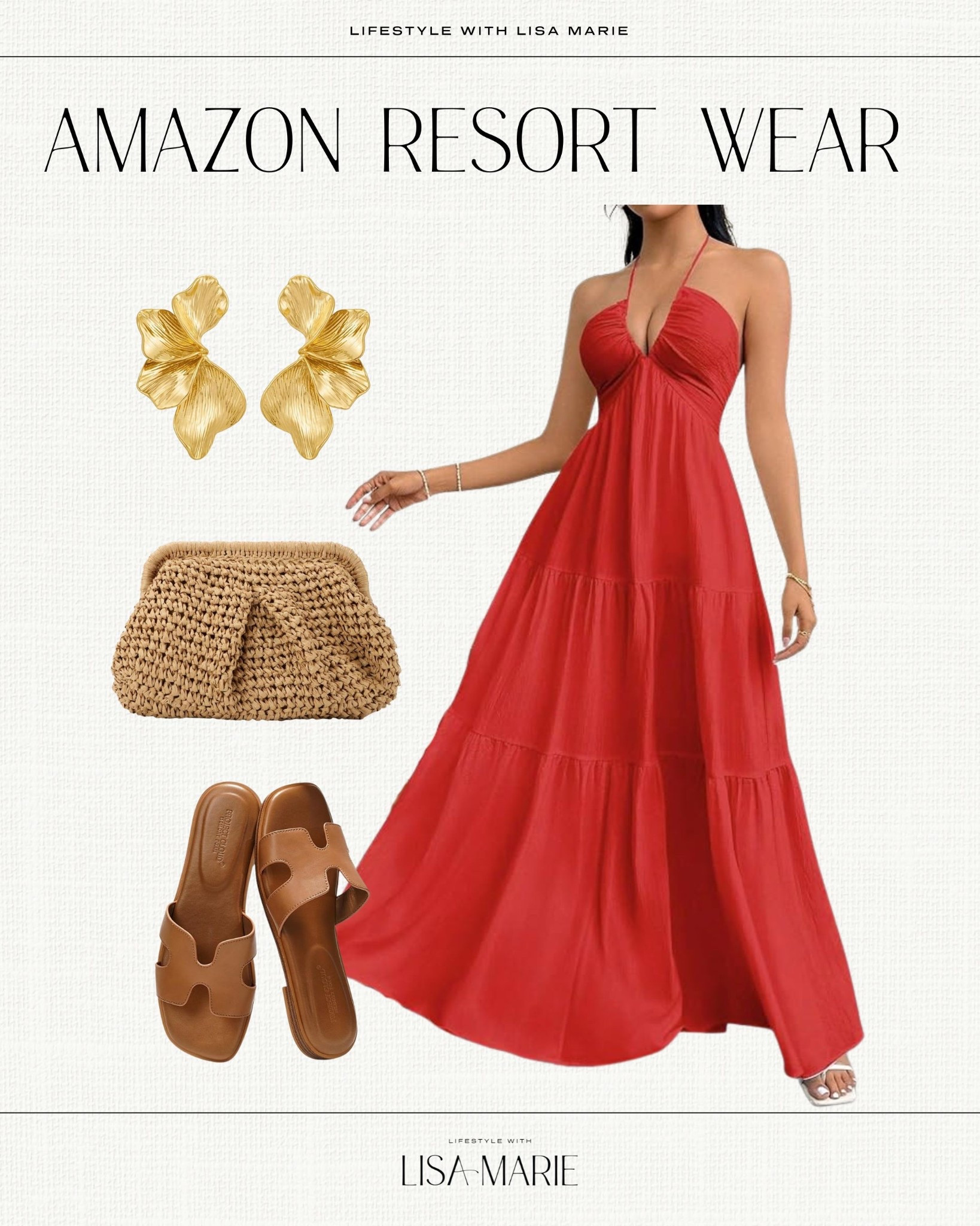 Amazon resort wear. Beach dresses. Vacation outfits. Halter maxi dress. Beach tote and sandals. Look for less sandals. Statement earrings. Summer date night outfit.

#LTKFindsUnder50 #LTKSeasonal #LTKTravel