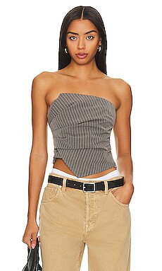 superdown Rianna Strapless Top in Grey Stripe from Revolve.com | Revolve Clothing (Global)