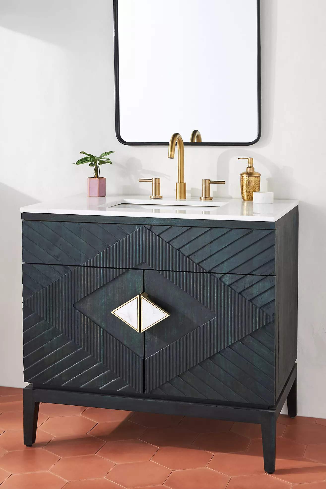Handcarved Samuel Single Bathroom Vanity | Anthropologie (US)