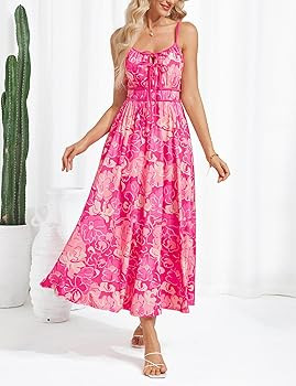 GRACE KARIN Women's 2025 Summer Casual Floral Boho Dress Spaghetti Strap Flowy Beach Maxi Dresses | Amazon (US)