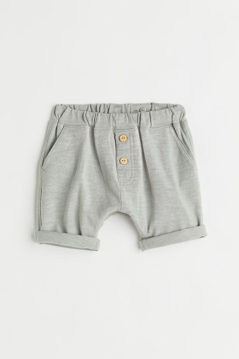 Conscious choice  Baby Exclusive. Shorts in soft, organic slub cotton jersey with decorative butt... | H&M (US + CA)