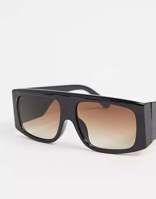 ASOS DESIGN oversized visor sunglasses with chunky arms in black | ASOS (Global)