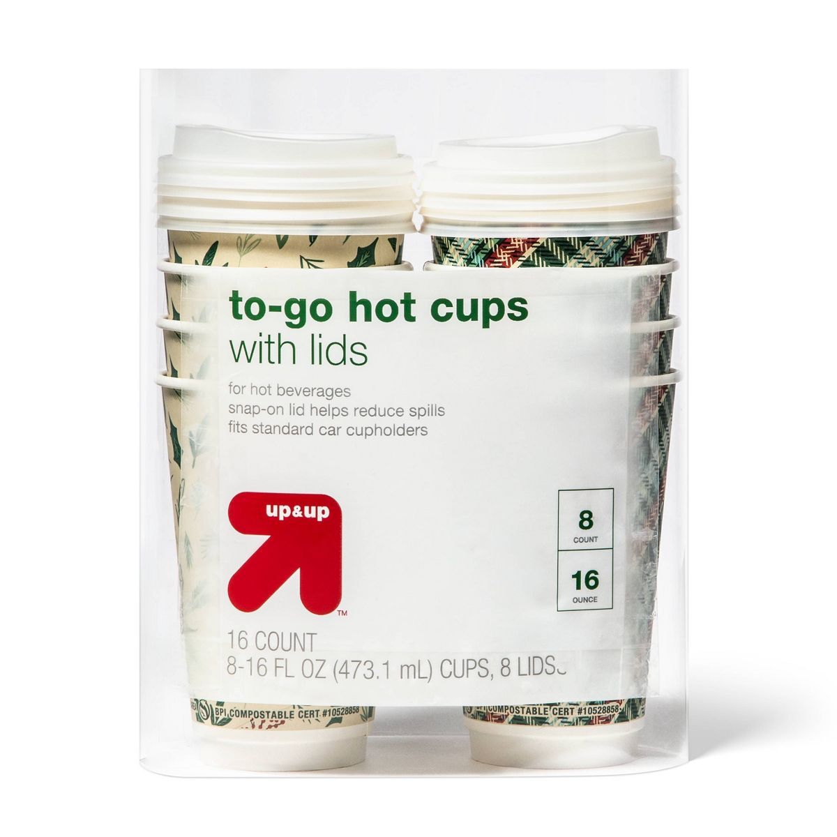 Holiday Disposable Drinkware Hot Cup - Red Green - 16oz/8ct - up & up™ | Target