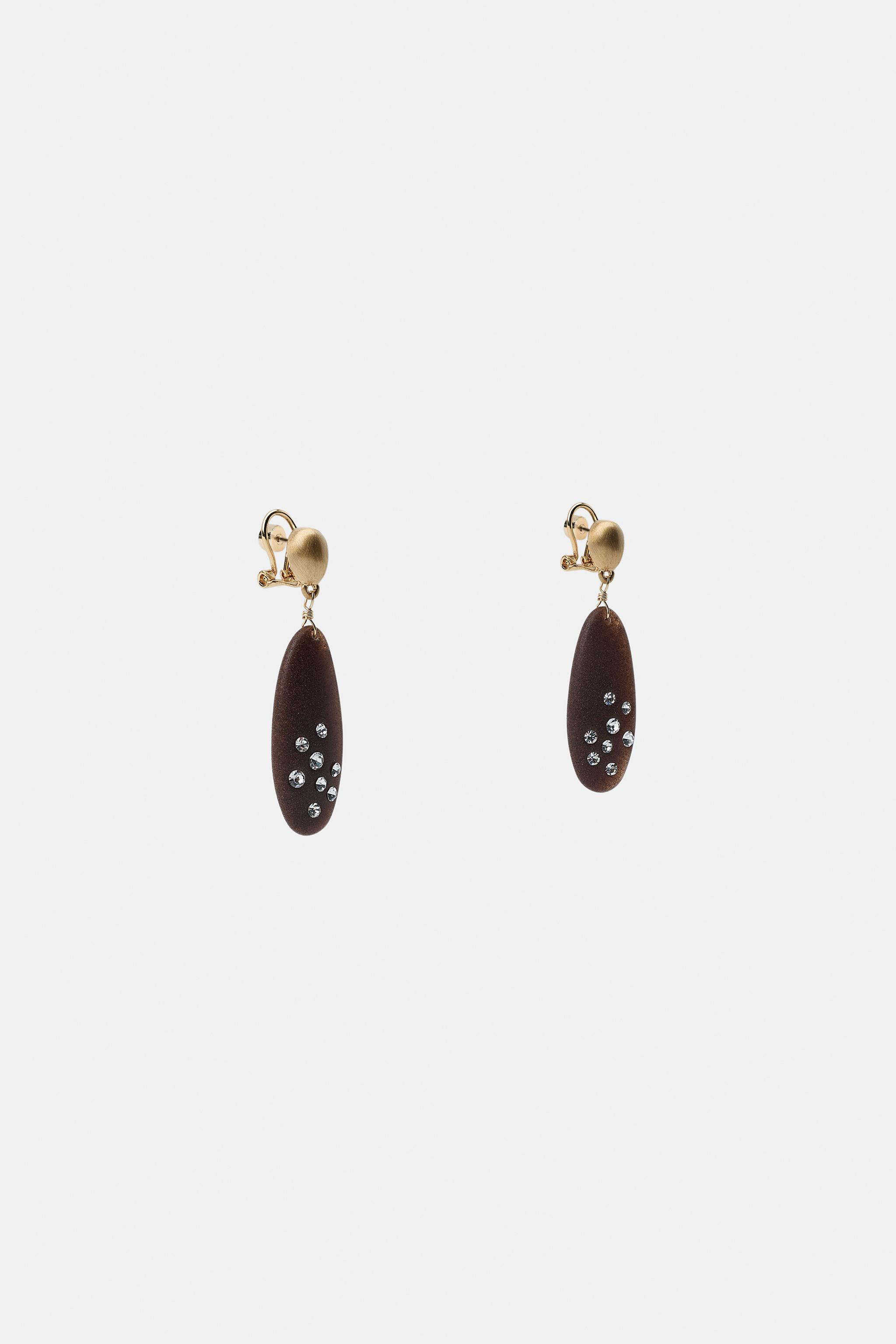 GLITTER WOOD EFFECT EARRINGS | Zara US