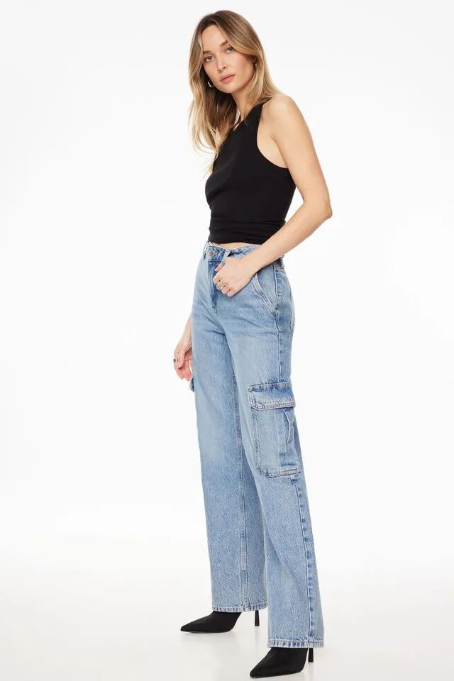 Amber Cargo Wide Leg Jeans | Dynamite Clothing