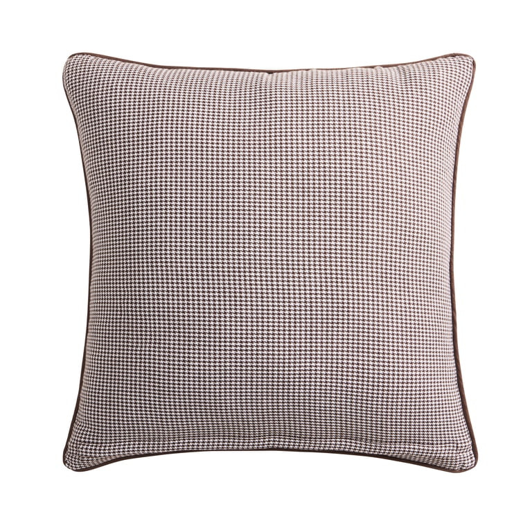 My Texas House 20" x 20" Brown Woven Micro Houndstooth Decorative Pillow Cover | Walmart (US)
