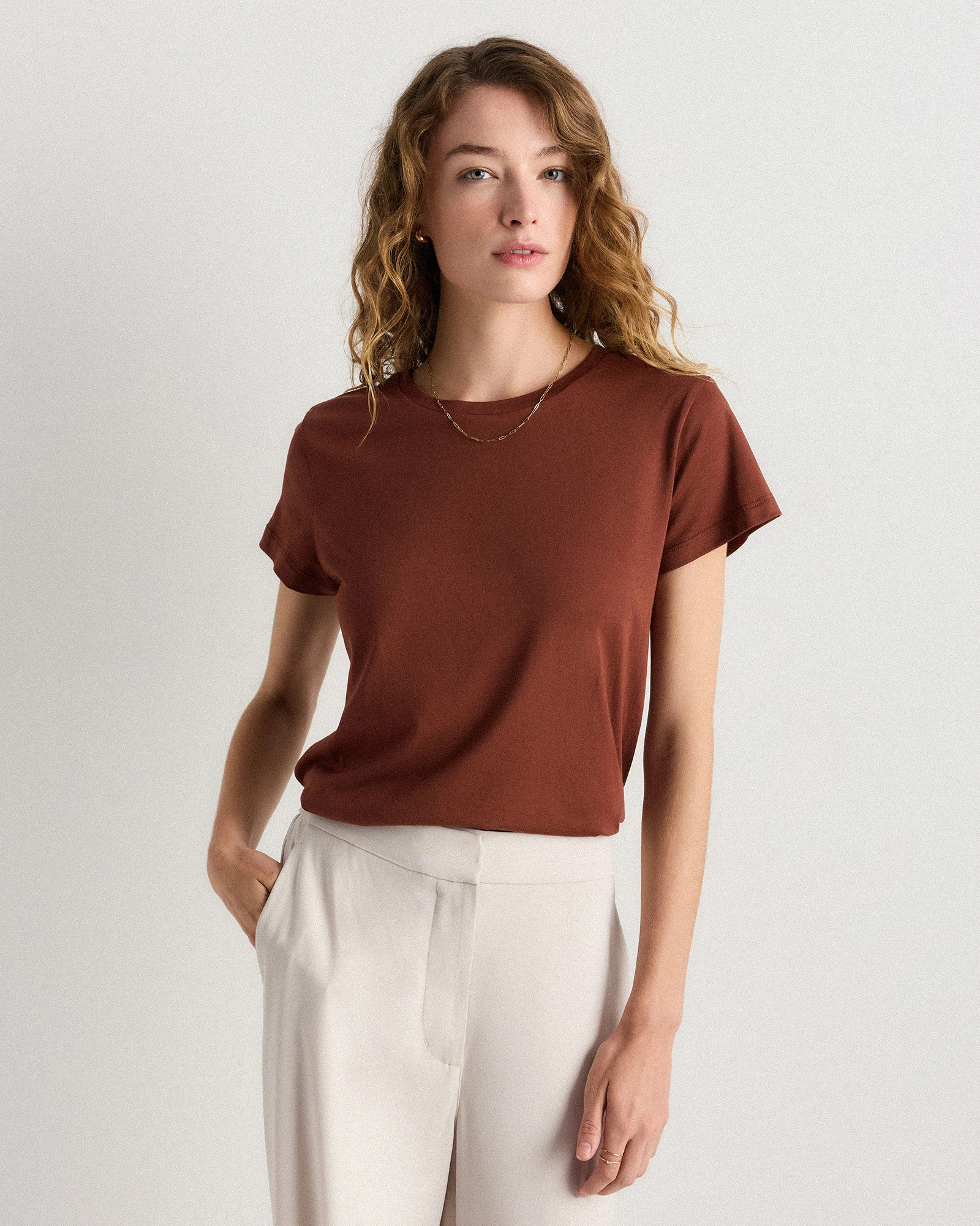 Quince | Women's Cotton Modal Crew Neck Swing T-Shirt in Black, Size Large, Cotton/Modal | Quince