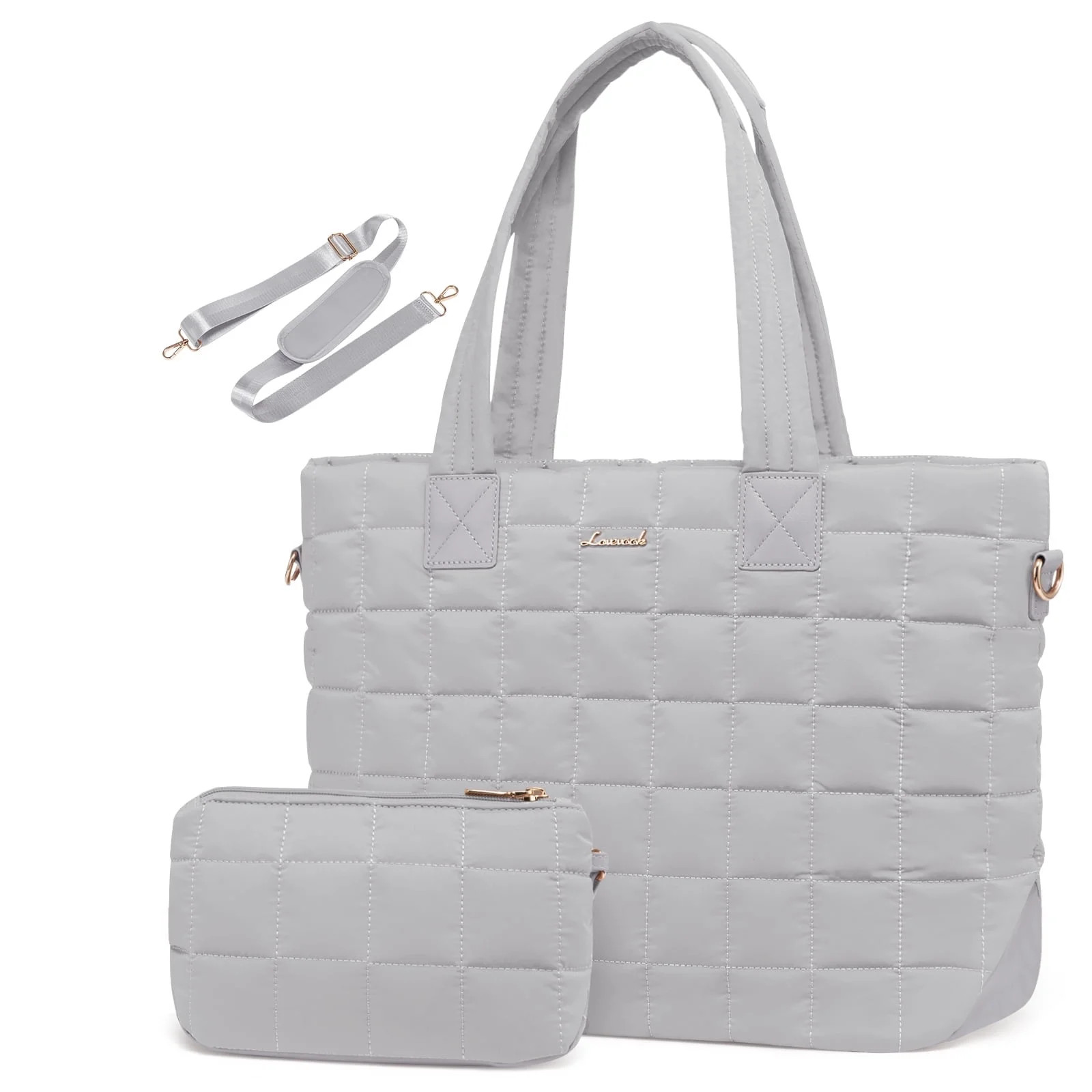 Lovevook Puffer Tote Bag for Women, Quilted Work Tote Bag Fits 15.6 In Laptop Compartment, Large ... | Walmart (US)
