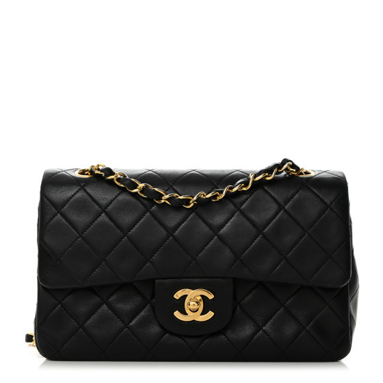 Lambskin Quilted Small Double Flap Black | FASHIONPHILE (US)