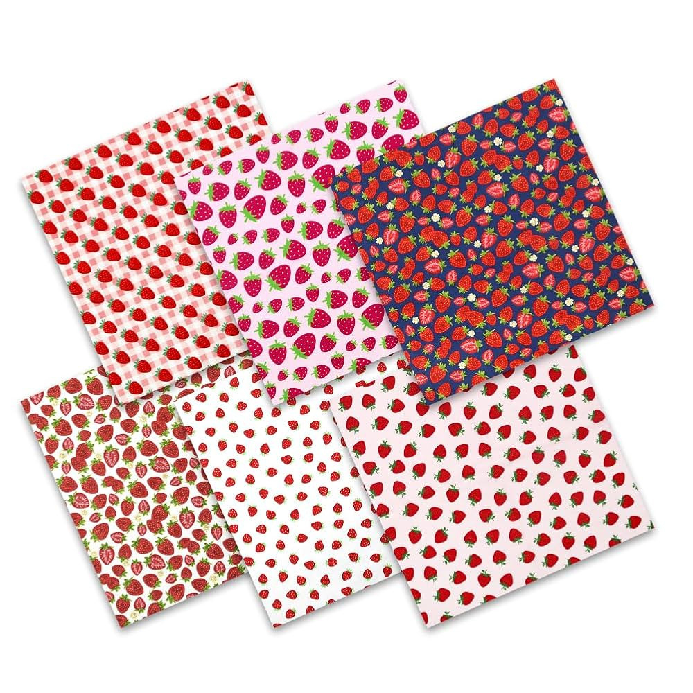 Strawberry Red Fat Quarters Bundles - Cute Sweet Fruity Fabric, 6 PCS, 20" x 20" Polyester Quilti... | Amazon (US)