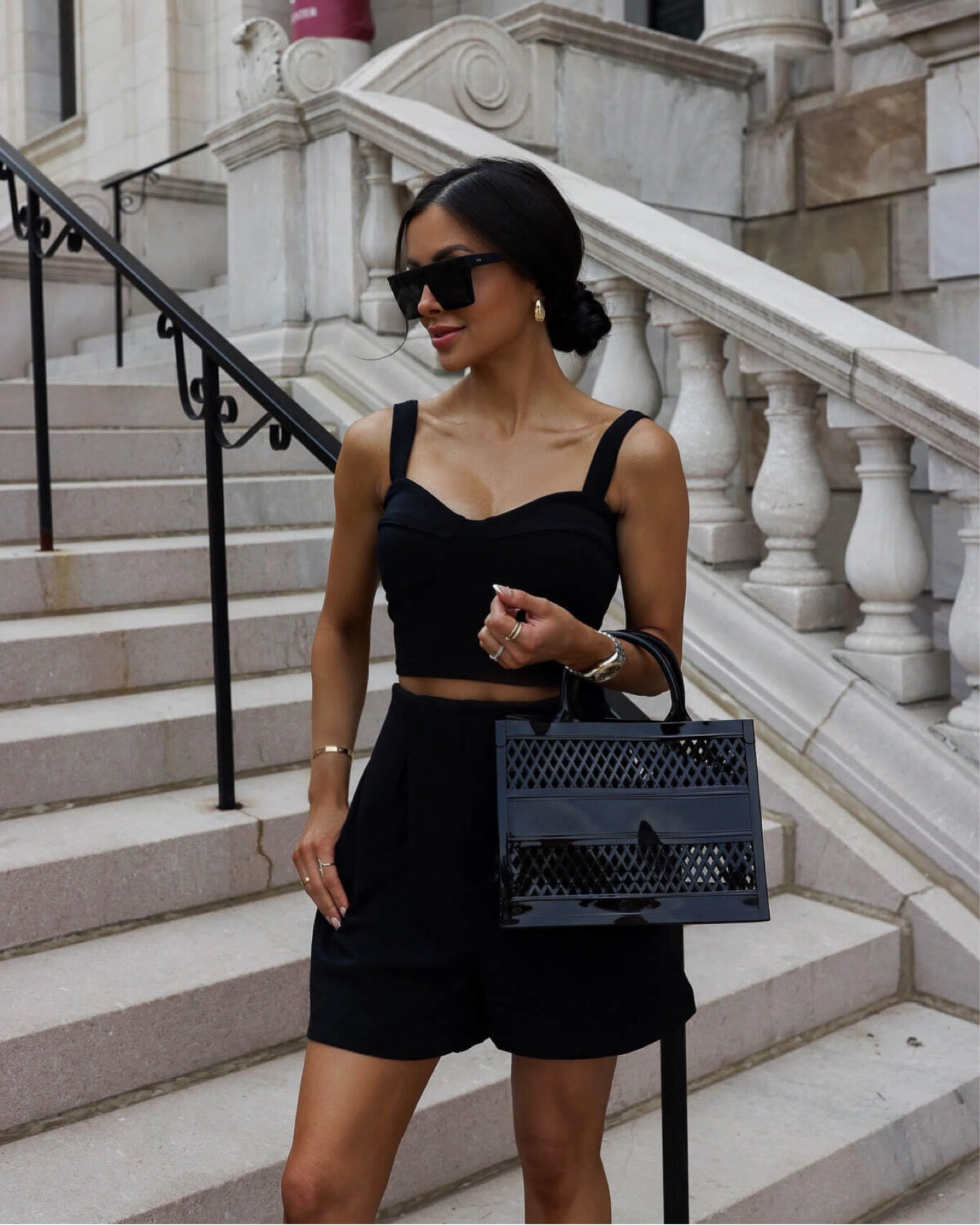 Affordable summer outfit ideas
Walmart matching set 
Walmart Scoop bustier bralette top wearing an XS
Walmart Scoop black shorts wearing an XS
Walmart lace up sandals
Under $20 black summer tote


#LTKsalealert #LTKunder50 #LTKunder100