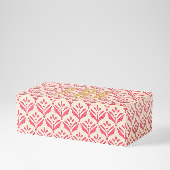 Block Print Jewelry Box, Large, Pink Block Print | Mark and Graham