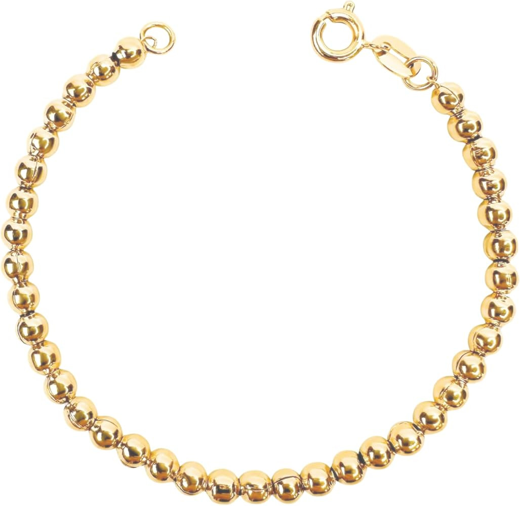 18k Gold Filled 3.5mm Beaded Clasp Bracelet 7 inches - Waterproof and Tarnish proof | Amazon (US)