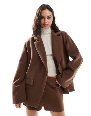 ASOS DESIGN wool look oversized blazer in chocolate | ASOS | ASOS (Global)