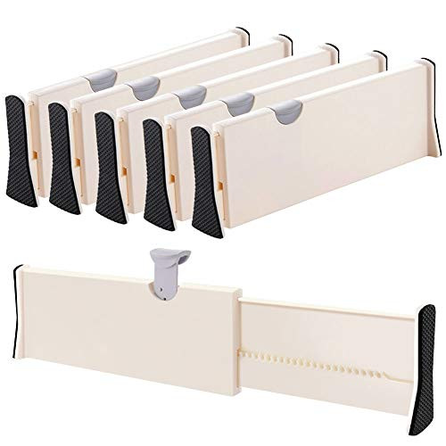 Drawer Dividers Organizer 5 Pack, Adjustable Separators 4" High Expandable from 11-17" for Bedroo... | Amazon (US)